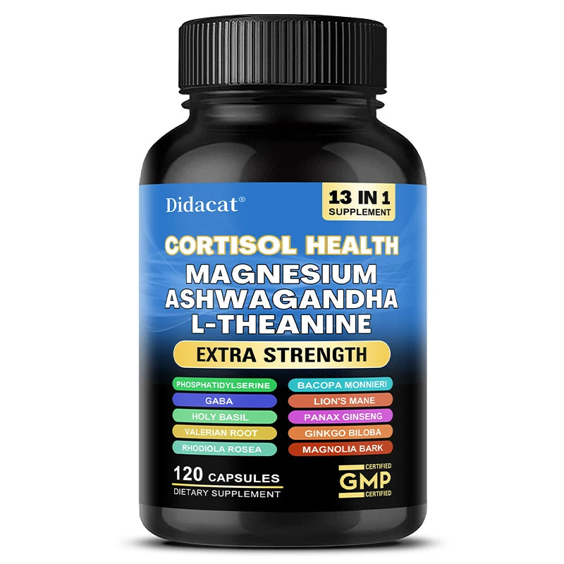 13-in-1 Cortisol Supplement - Magnesium Ashwagandha for Brain Memory