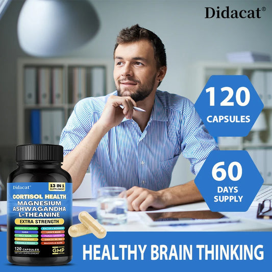 13-in-1 Cortisol Supplement - Magnesium Ashwagandha for Brain Memory