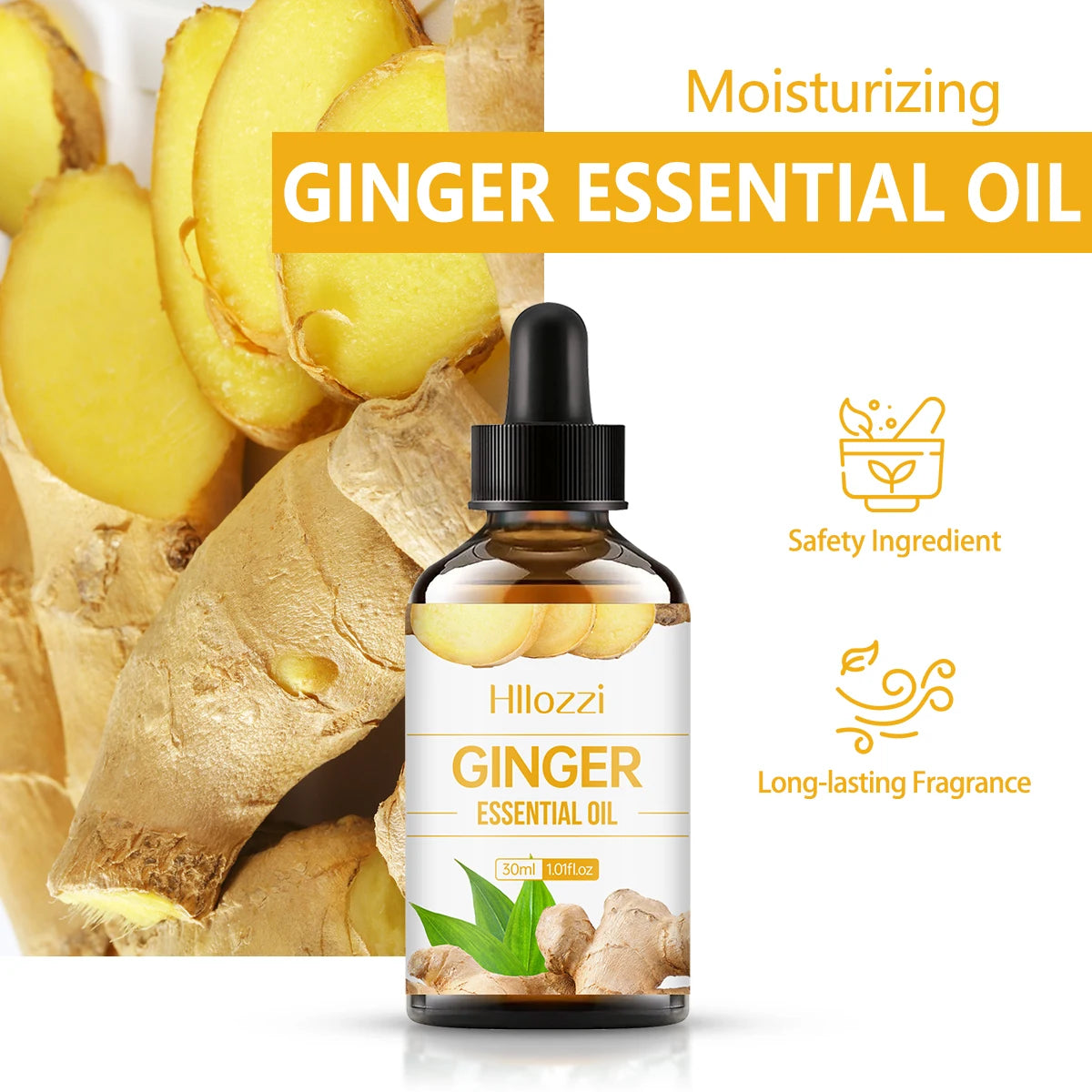 30ml Ginger Essential Oil for Scalp Care Eyelashes Nail Care