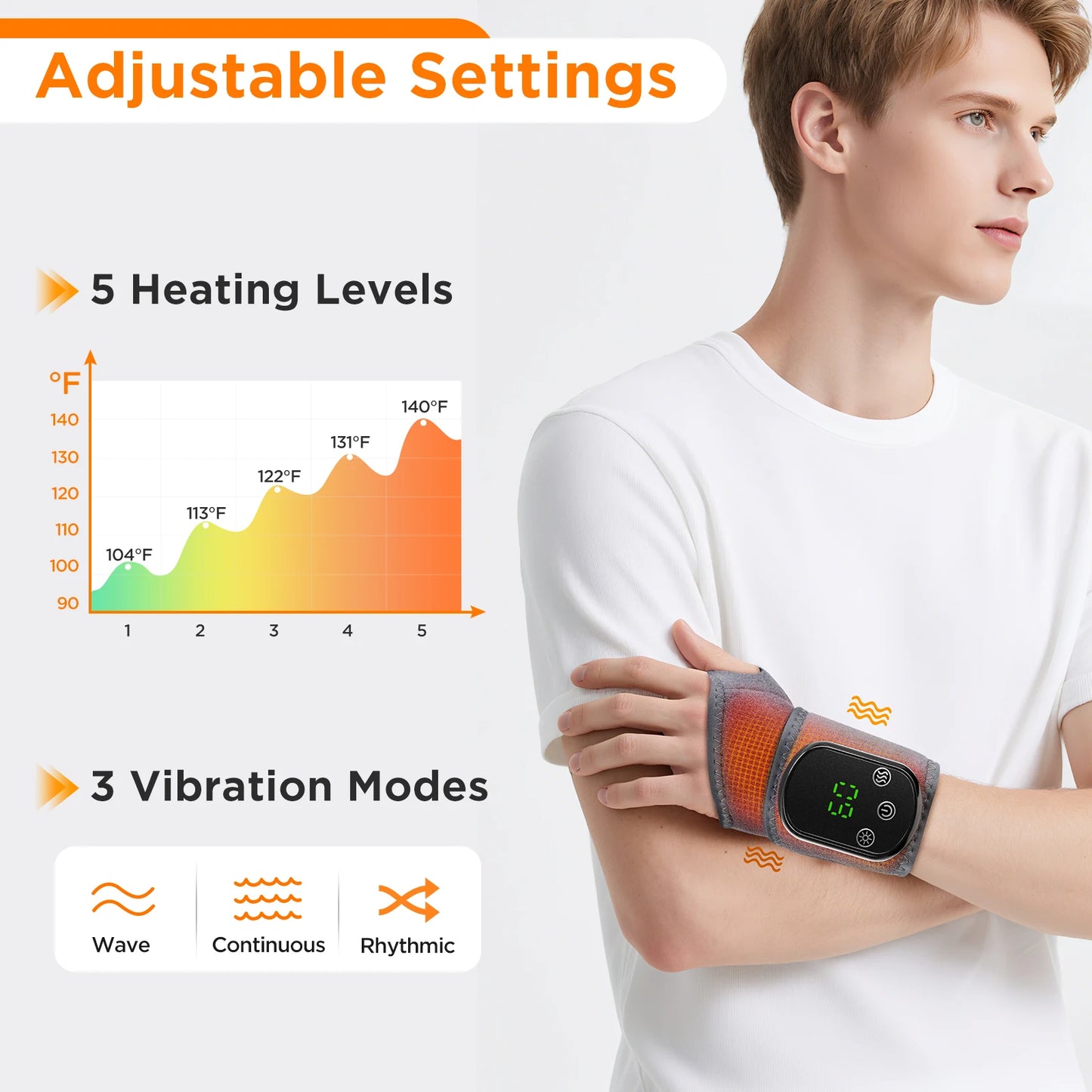 Electric Heating Wrist Guard 5 Levels Hot Compress Massage