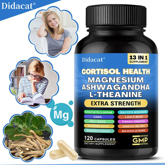13-in-1 Cortisol Supplement - Magnesium Ashwagandha for Brain Memory