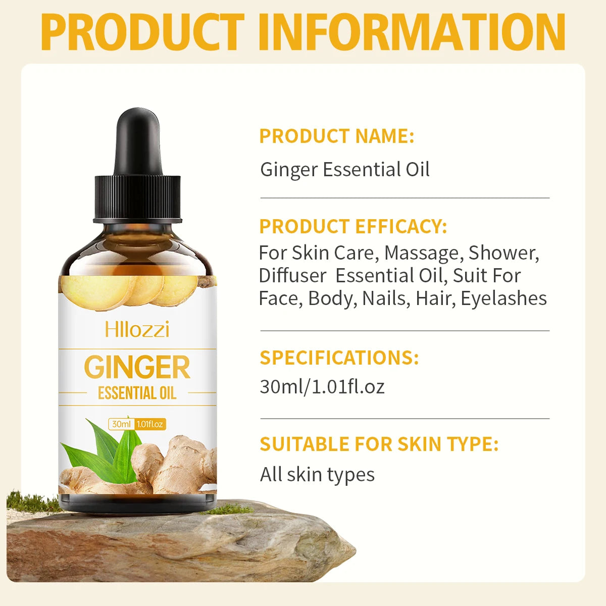 30ml Ginger Essential Oil for Scalp Care Eyelashes Nail Care