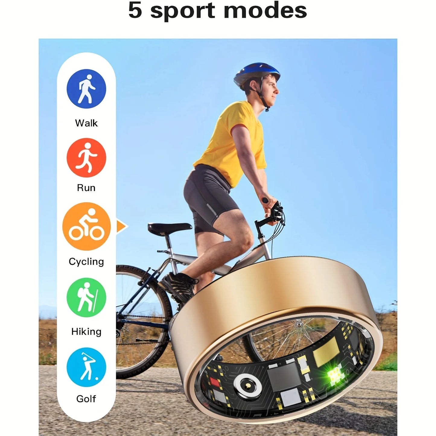 Smart ring, sleep tracking, motion monitoring, compatible with iPhone and Android